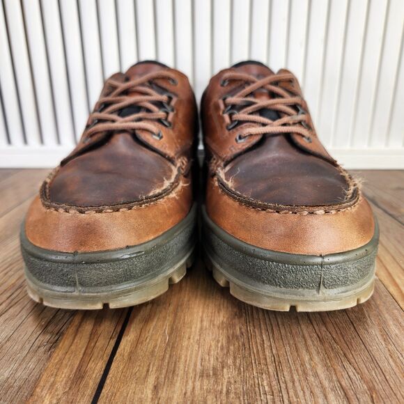 ECCO Track 25 Low GTX Mens Sz 14 Brown Leather Waterproof Gore-Tex Hiking Shoes - Picture 2 of 9